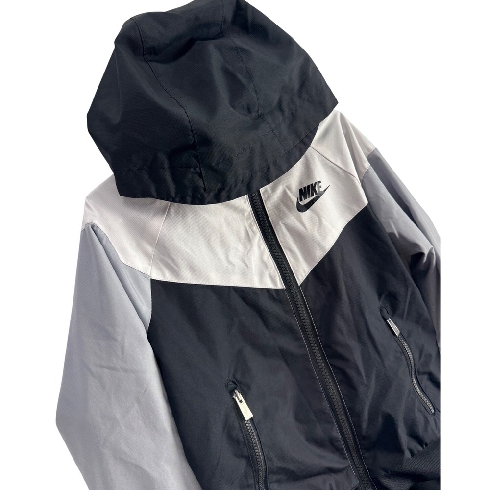 Nike Windrunner Hooded Windbreaker Jacket Black White Grey Kids 4T